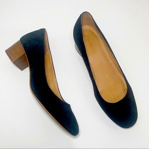 Madewell Ella black suede block heel pump